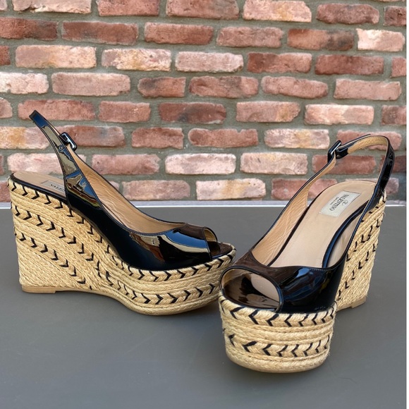 Valentino Patent Leather Espadrille Wedges - S 39 - Picture 8 of 10